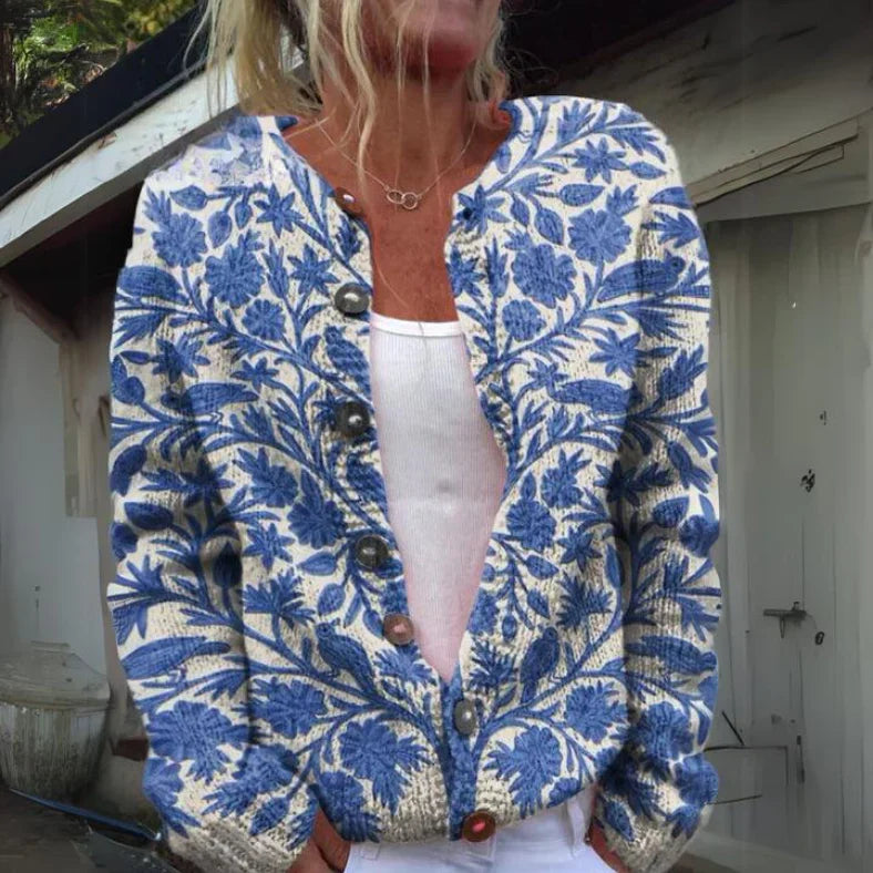 Jorielle | Damesjas van wol met bloemenprint – Comfortabele, stijlvolle, warme winterjas