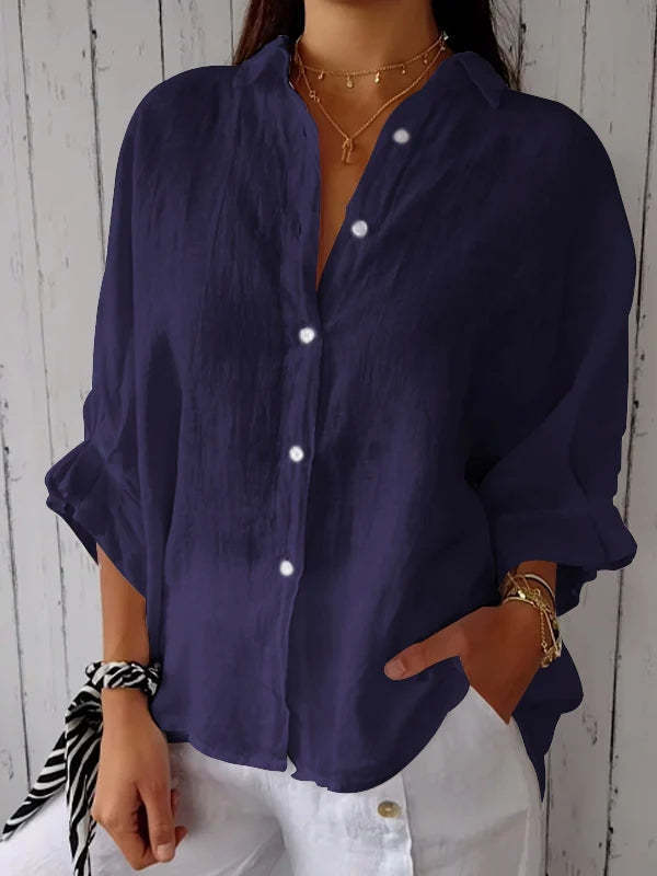 Halldora | Blouse with Tie-Back - Elegant Long-Sleeved Top