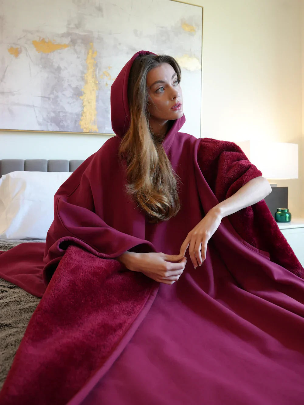 Kallia | Oversized-Hoodie-Decke für Damen – ultraweiches, seidiges Futter, warmer, kuscheliger Lounge-Hoodie
