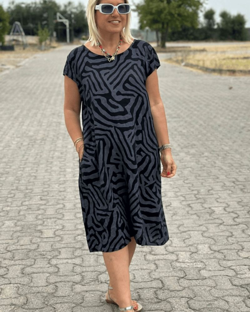 Parnella | Korte mouwen jurk met zakken voor dames – Relaxte casual zomerjurk voor elke dag