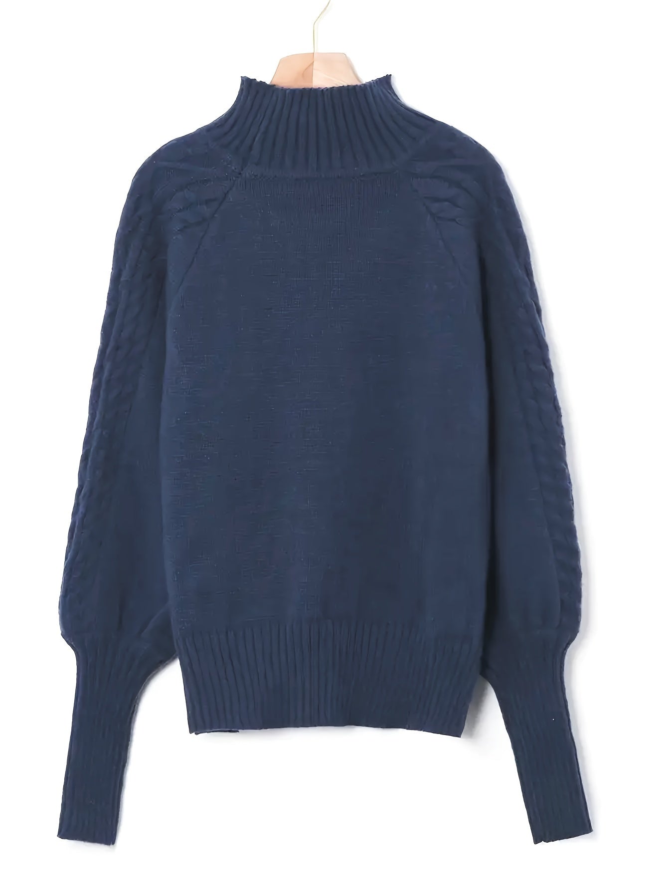 Harleigh | Vrouwen kabel gebreide coltrui - Drop Schouder lantaarn mouwen Casual trui voor herfst en winter