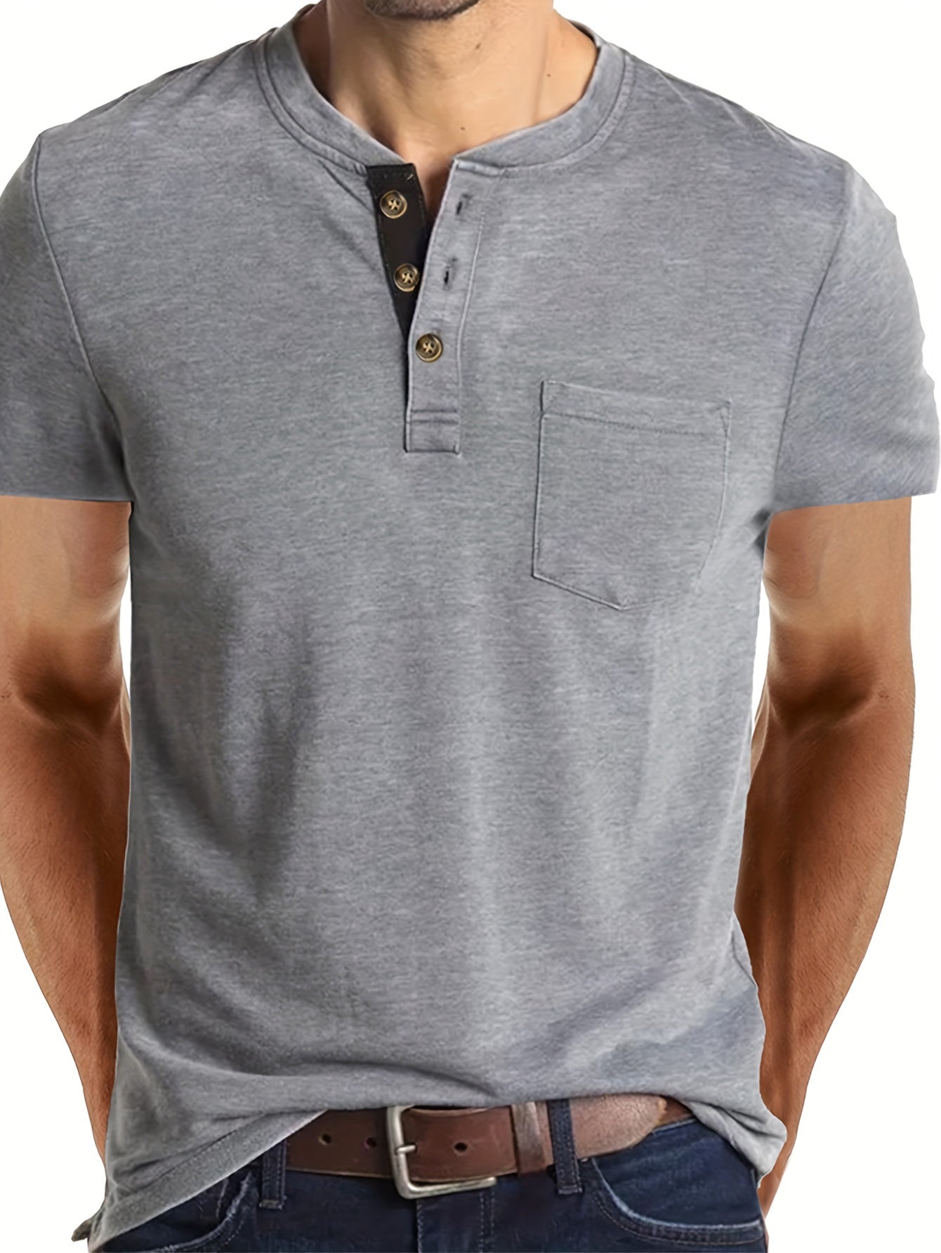 Ewald | Chemise Henley classique pour homme - Manches courtes, tendance et confortable au quotidien 