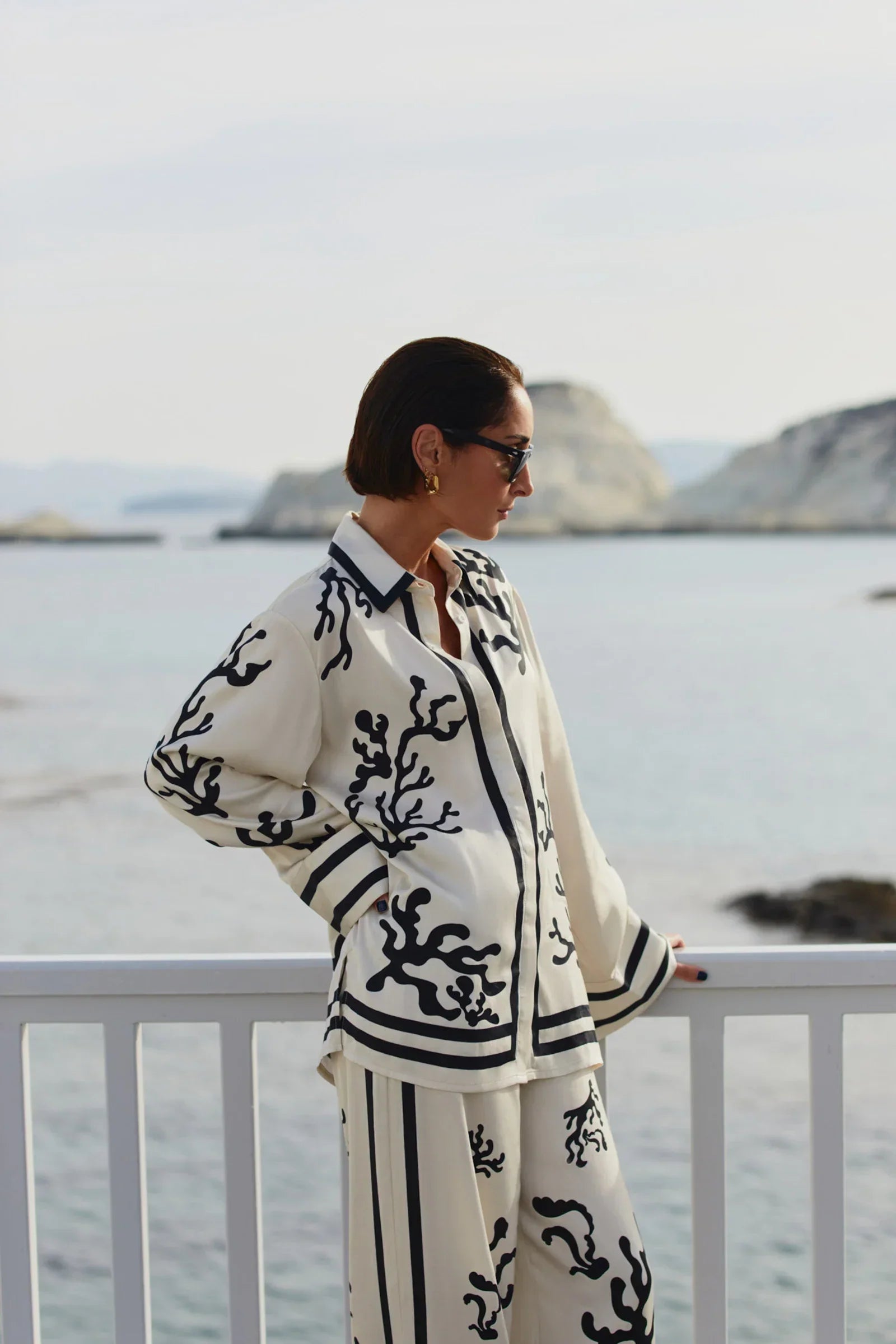 Ashy | Zomers los overhemd met lange mouwen en broek