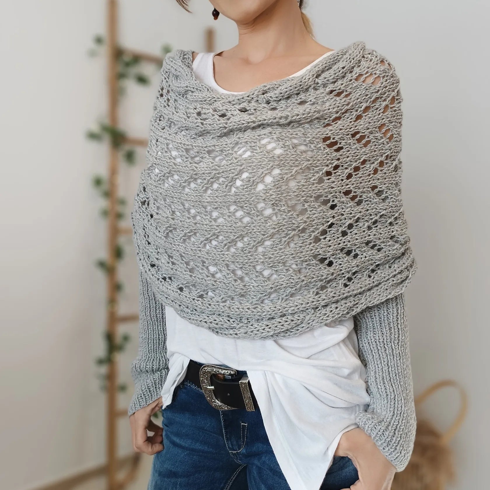 Winifred | Gebreide omslagdoek voor dames – Comfortabele oversized gebreide sjaal voor herfst en winter