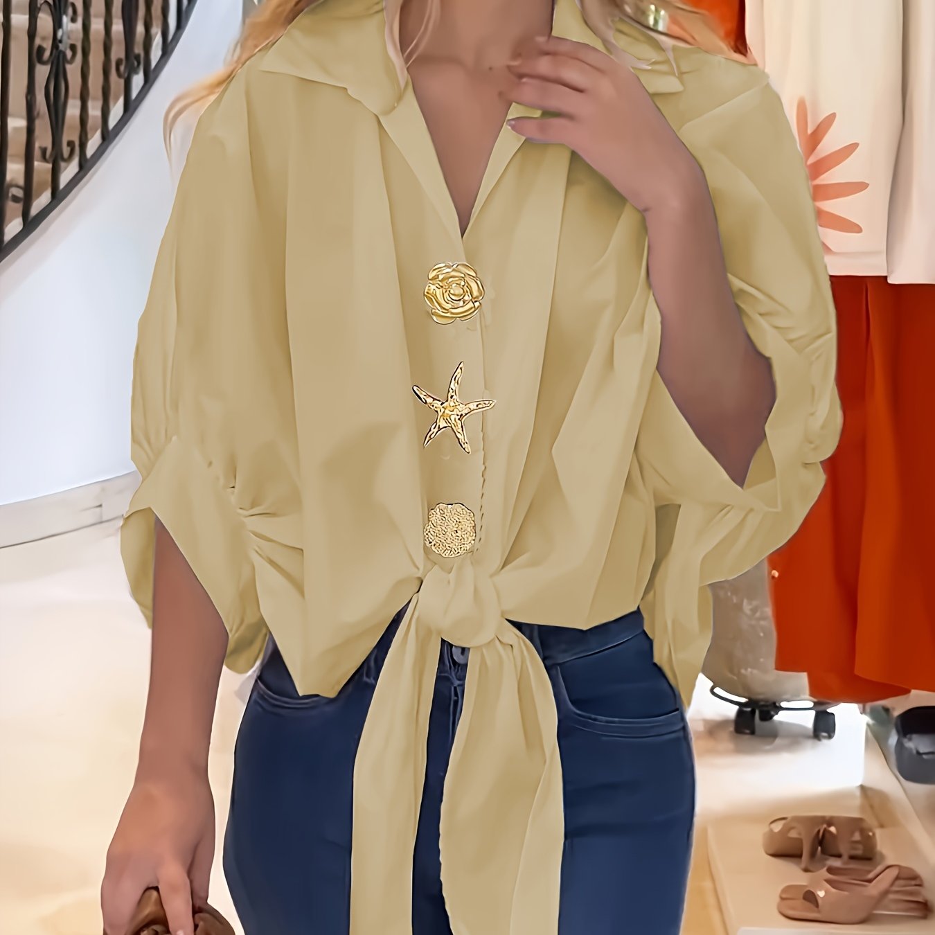 Walyra | Elegante casual damesblouse – Lichtgewicht overhemd met lange mouwen en knopen