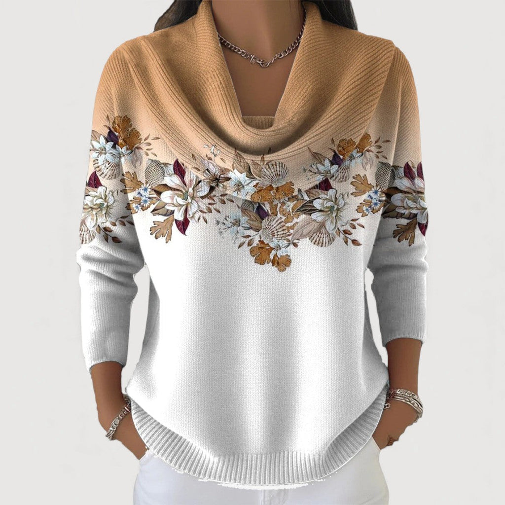 Nivelle | Bloemenprint coltrui voor dames – zachte gebreide pullover, elegante casual top