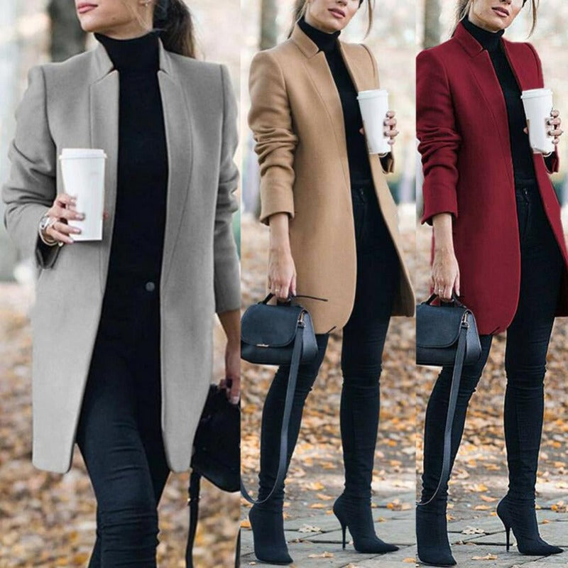 Afiya | Klassieke damesjas - Elegante lange jas, warme en stijlvolle bovenkleding voor koud weer