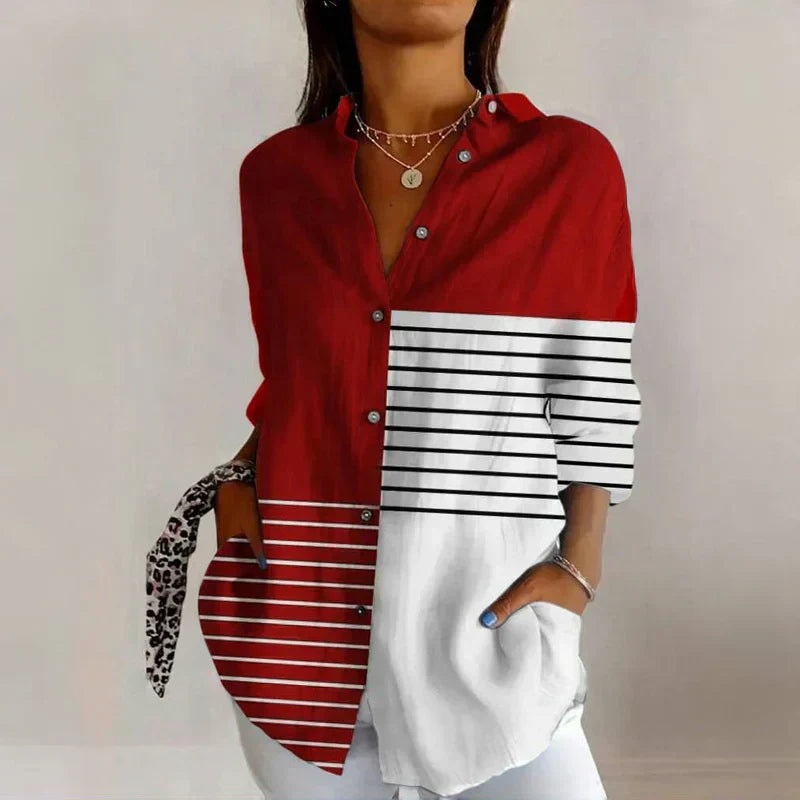 Daya | Elegante damesblouse – Vintage-stijl blouse met lange mouwen en knoopsluiting