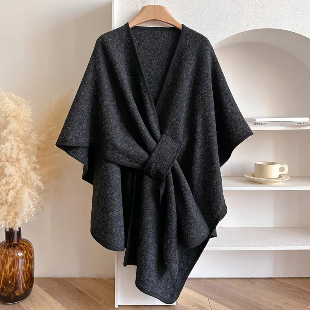 Cariselle | Manteau à col châle pour femme – Manteau d'hiver coupe-vent au drapé élégant, léger et stylé