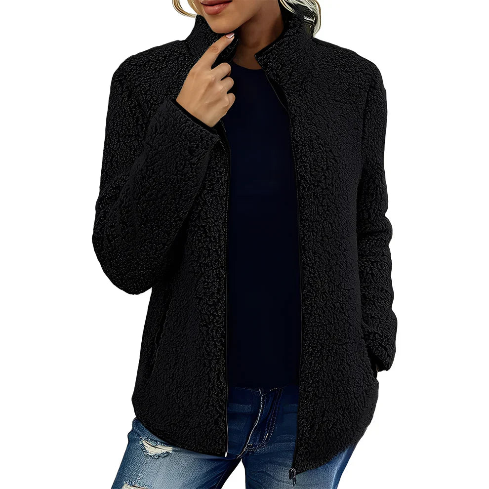 Eirlyn | Warme winterjas met volledige ritssluiting, zacht en comfortabel polyester fleece met zakken
