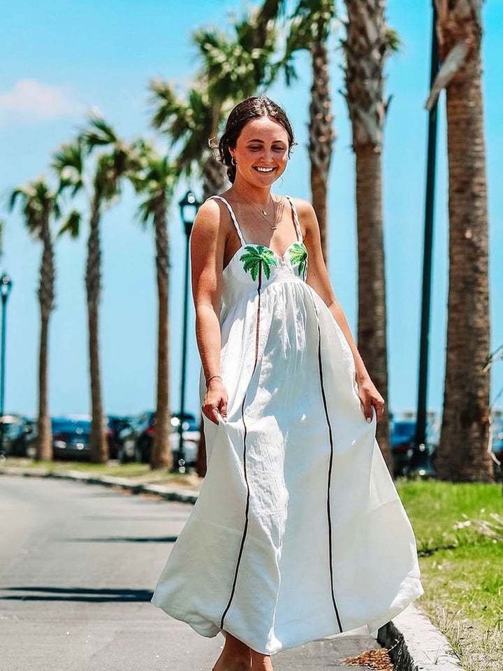 Jolanta | Tropische palmboom zomerjurk