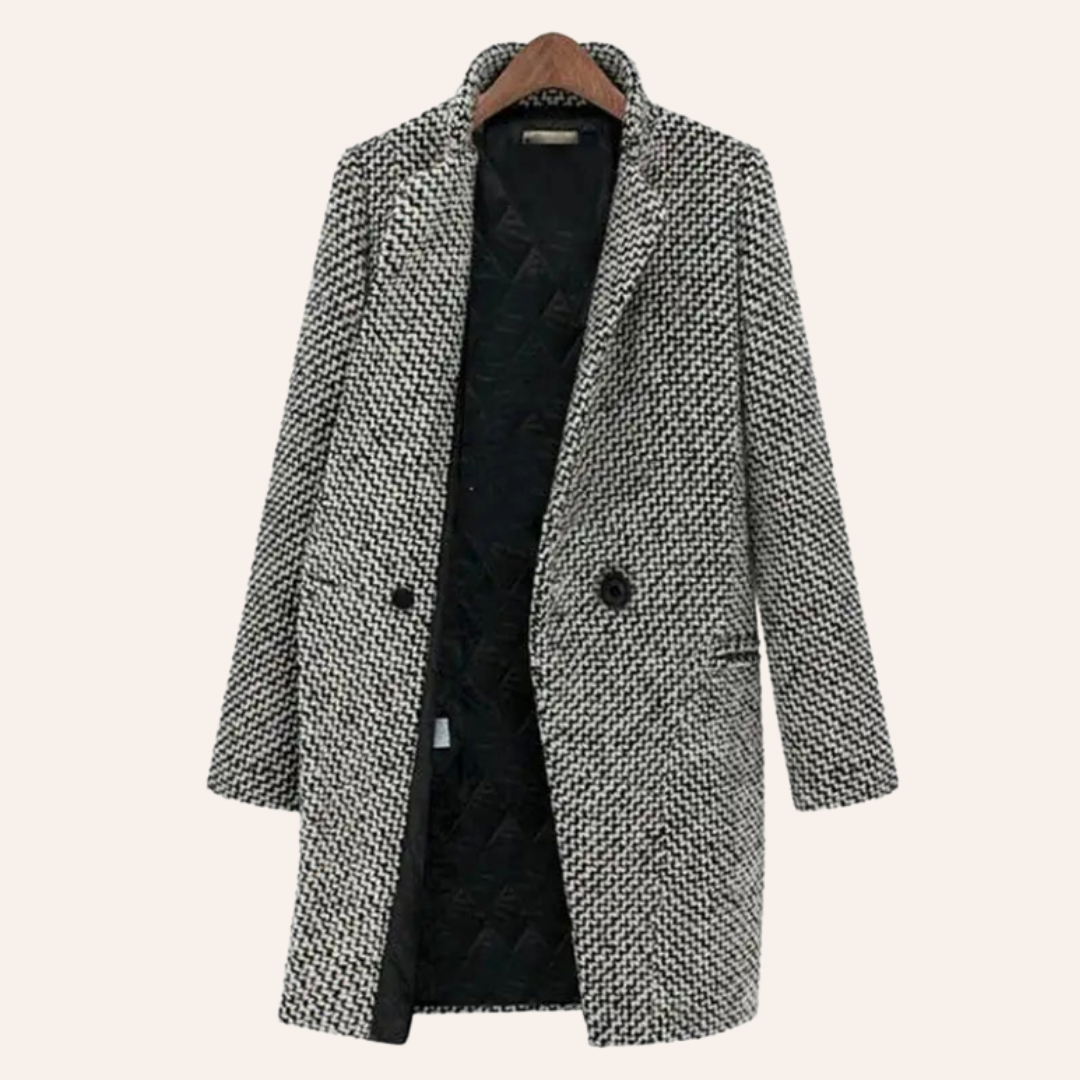 Olyvia | Elegante tweedjas voor dames – Comfortabele lange winterjas voor op kantoor en vrijetijdskleding