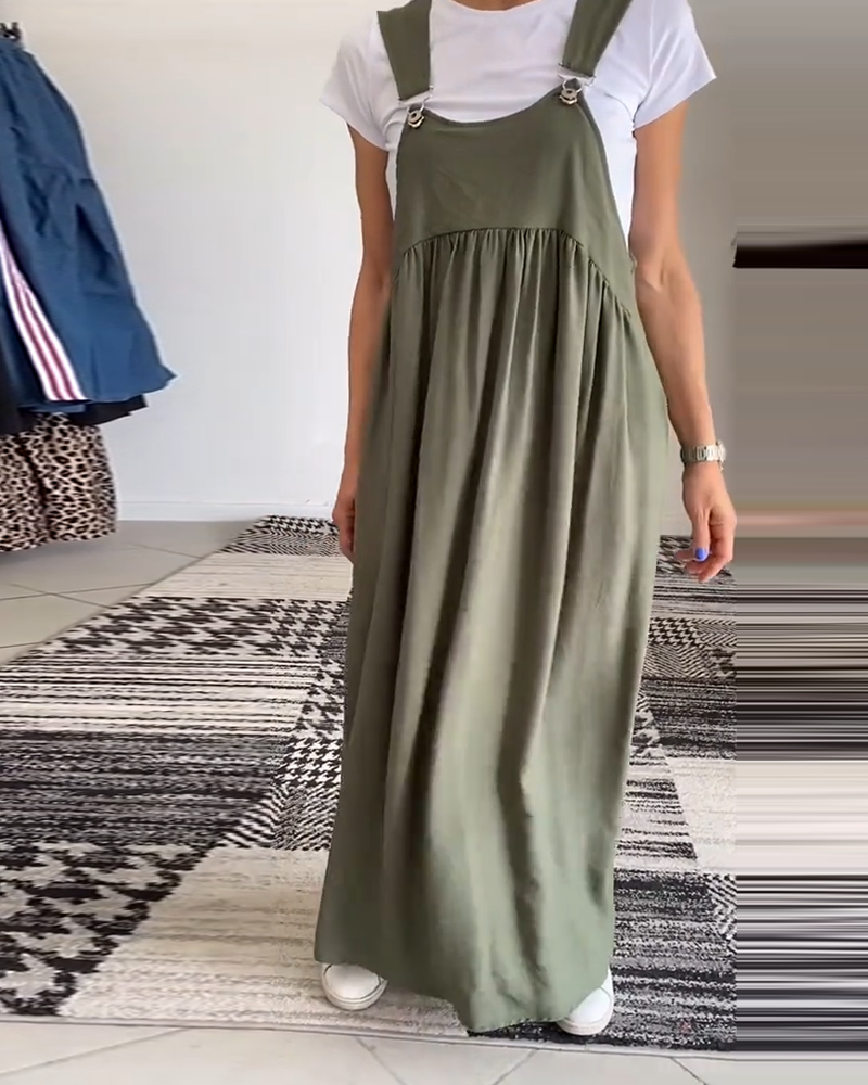Lirra | Casual midi-overall, luchtige zomerjurk met spaghettibandjes