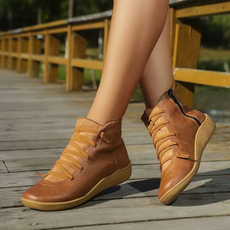 Orthea | Leren orthopedische enkellaarzen voor dames – Comfortabele laarzen met ritssluiting