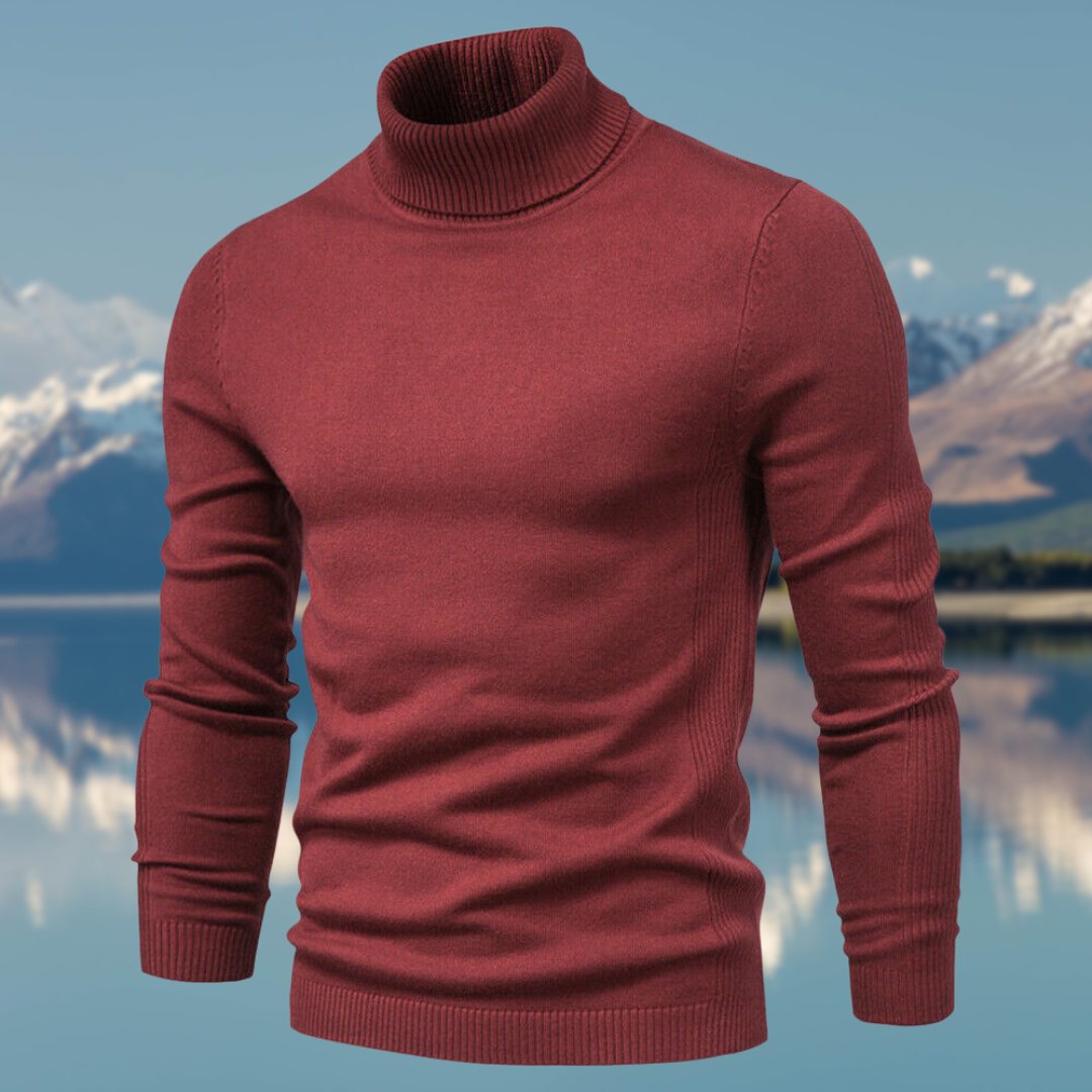 Bastiaan | Klassieke effen coltrui voor heren, gebreide trui met lange mouwen, casual wintertop