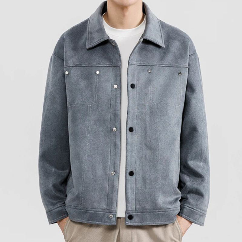 Kaldrik | Veste homme aspect daim – Fermeture à boutons-pression, vêtement d'extérieur décontracté et élégant