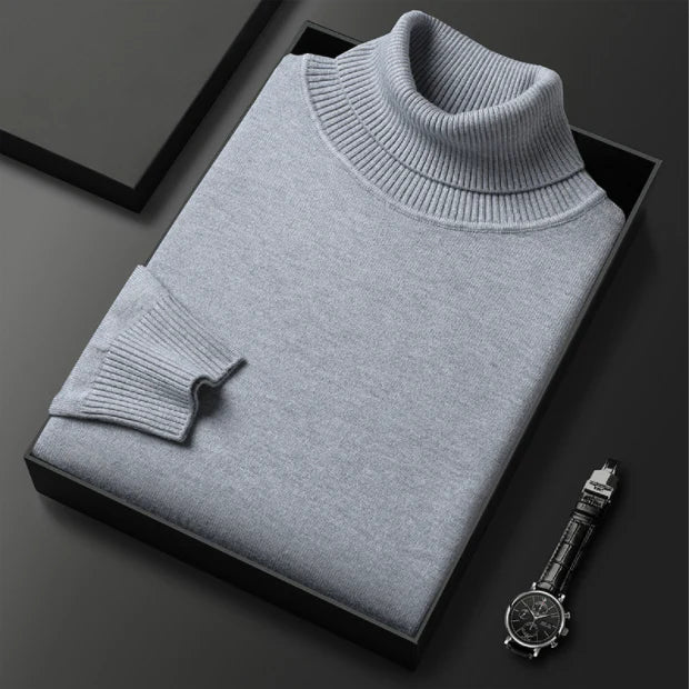 Gerwin | Pull col roulé en cachemire premium pour homme – Couleur unie, maille douce, idéal pour l'hiver et l'automne
