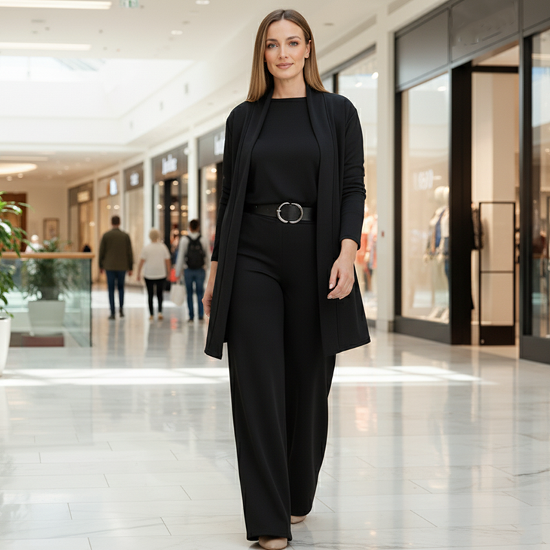 Darenna | Elegante 3-delige set voor dames – lang vest, top en broek voor casual en zakelijke gelegenheden