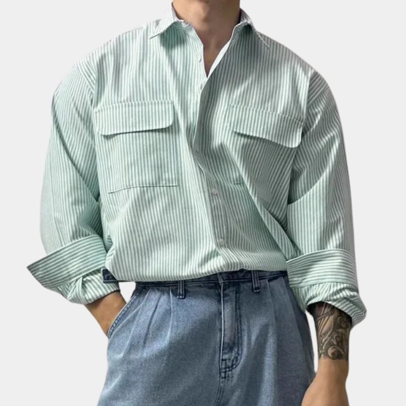 Carvin | Chemise à rayures oversize pour homme - Chemise à manches longues décontractée et habillée