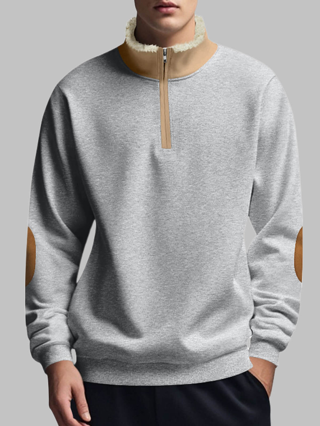Xalerion | Men's Retro Half Sleeve Sweatshirt - Long Sleeve, Casual, Stylish Jumper