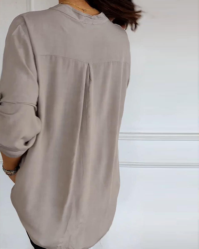 Stella | Elegant Sequin Blouse - Casual Button-Down Top with Adjustable Cuffs
