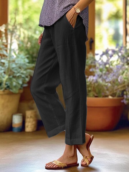 Belma | Wijde Linnen Broek voor Vrouwen - Los-pas Ademende Casual Zomerbroek