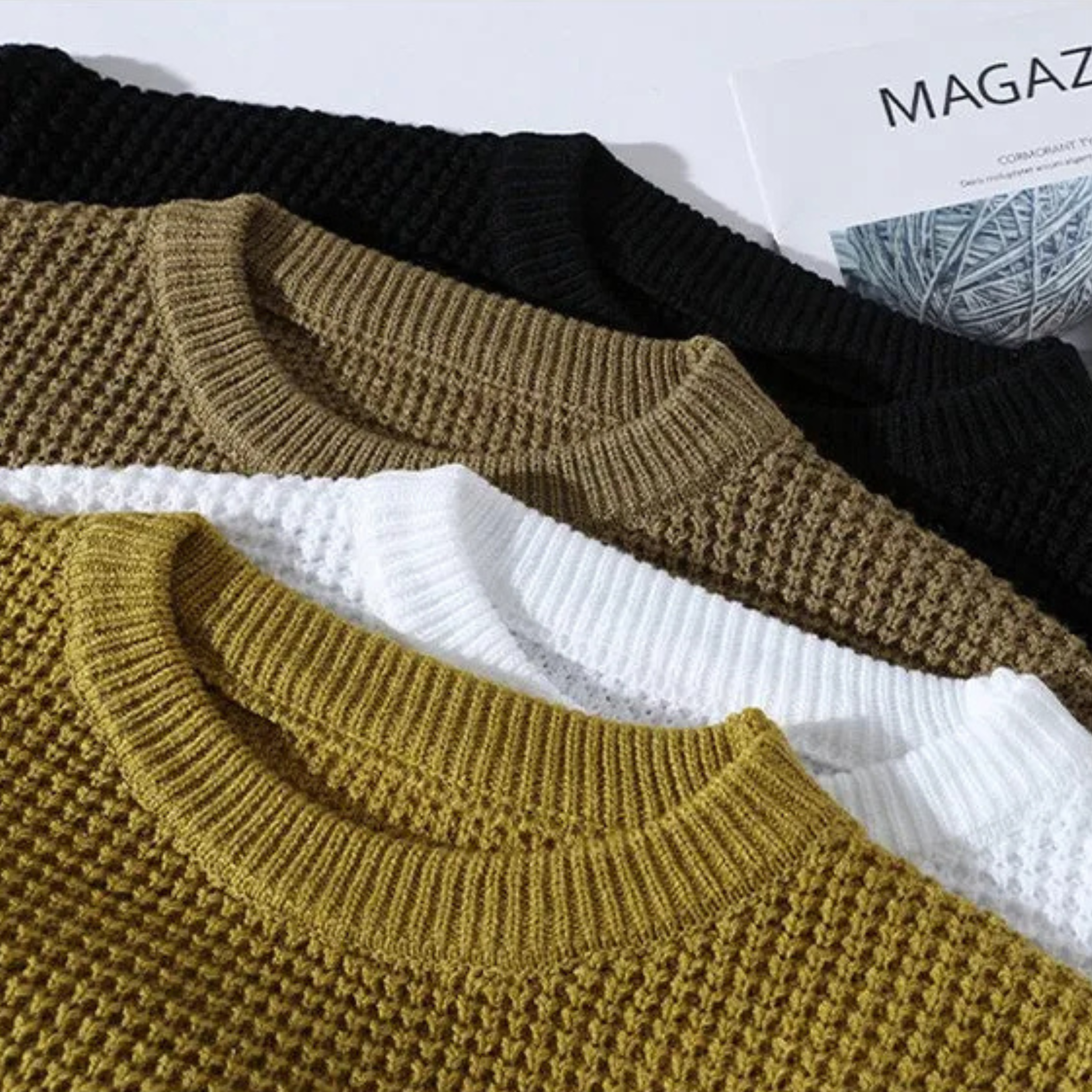 Yorick | Premium honingraat gebreide trui voor heren – zachte casual pullover, winter, ronde hals