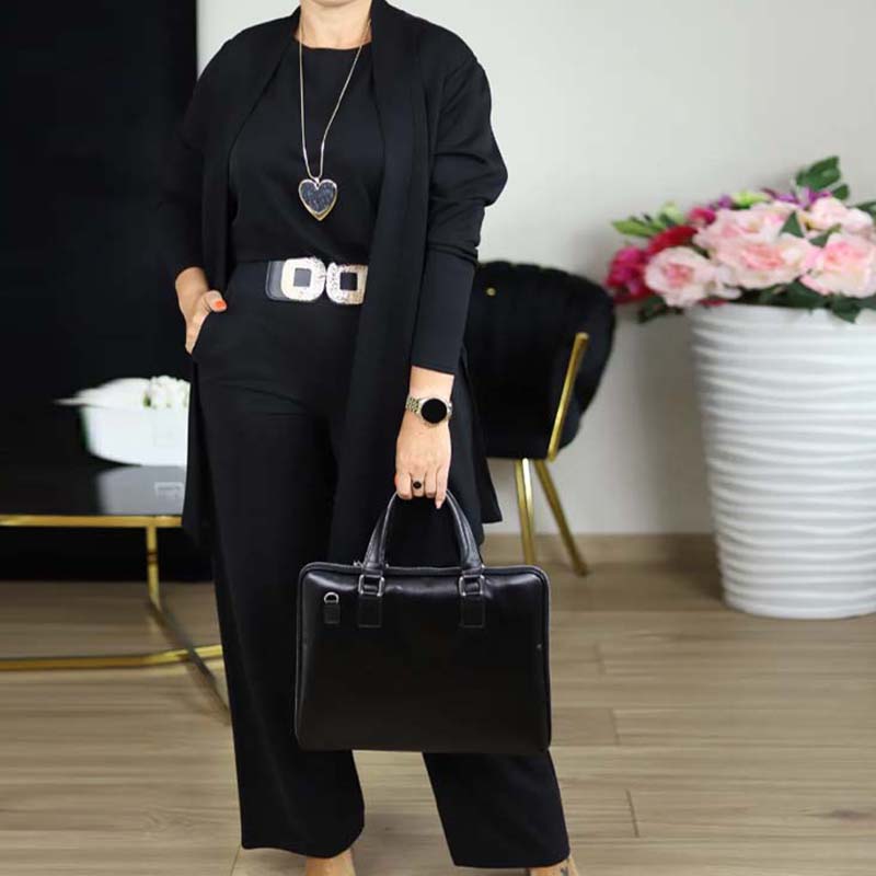 Darenna | Elegante 3-delige set voor dames – lang vest, top en broek voor casual en zakelijke gelegenheden