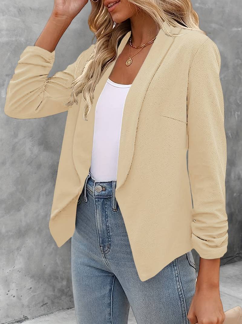 Ewelina | Classic Open Front Blazer - Elegant Long Sleeve Jacket
