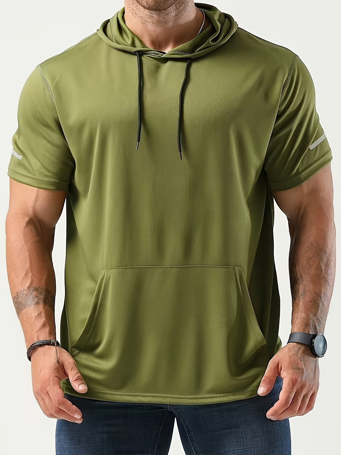 Fenno | T-shirt à capuche pour homme - Séchage rapide, cordon de serrage, idéal pour la course et l'entraînement