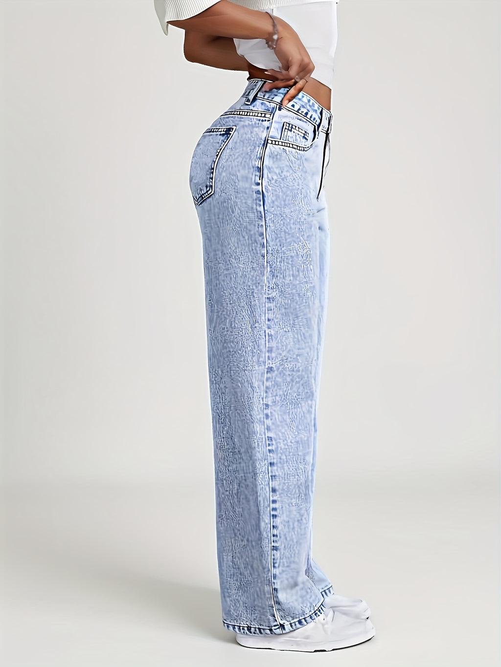 Sylvitha | Damesjeans met rechte pijpen en wijde pijpen – Losse pasvorm, comfortabele casual broek