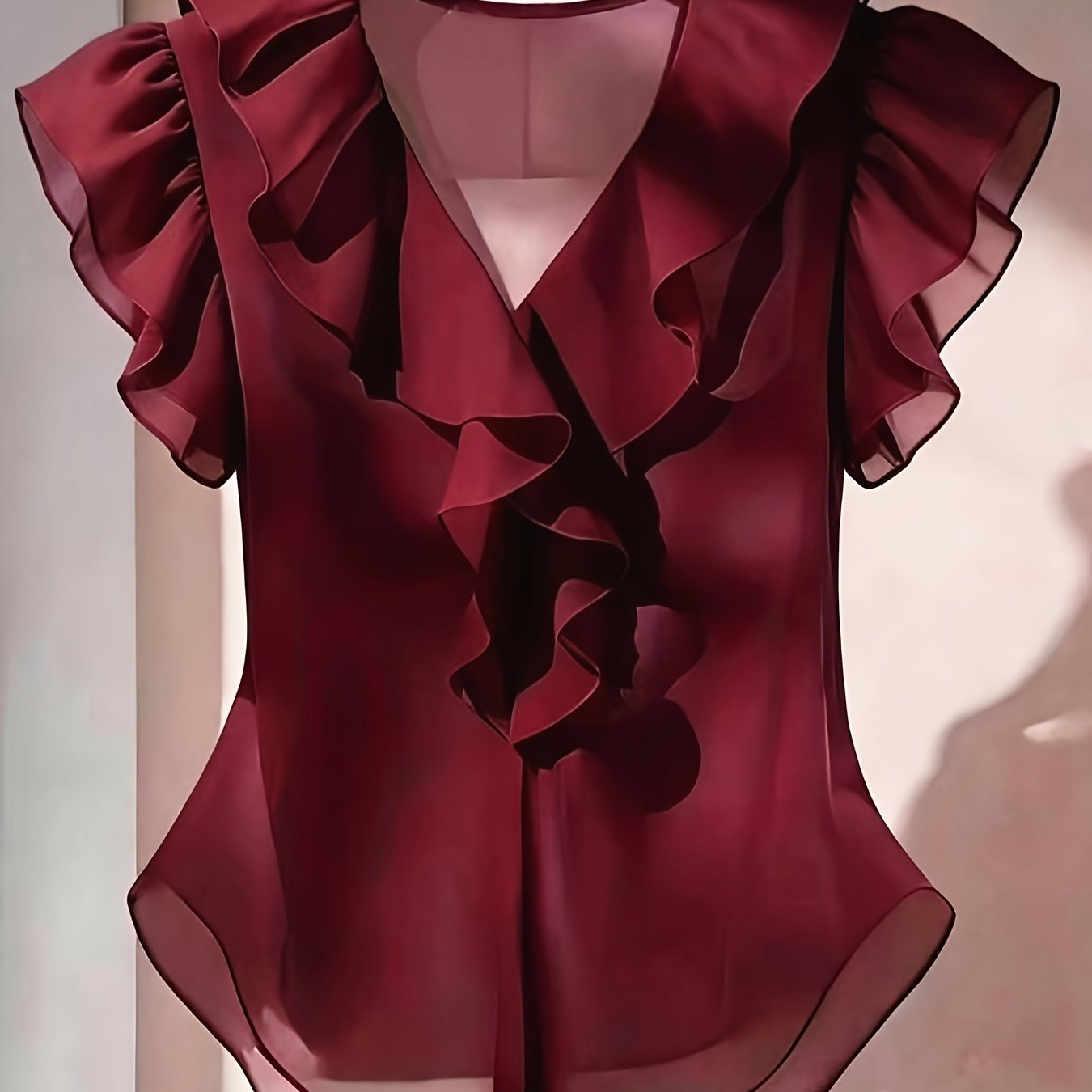 Emia | Dames chiffon blouse met ruches en korte mouwen – Franse stijl top, elegante lichte casual blouse