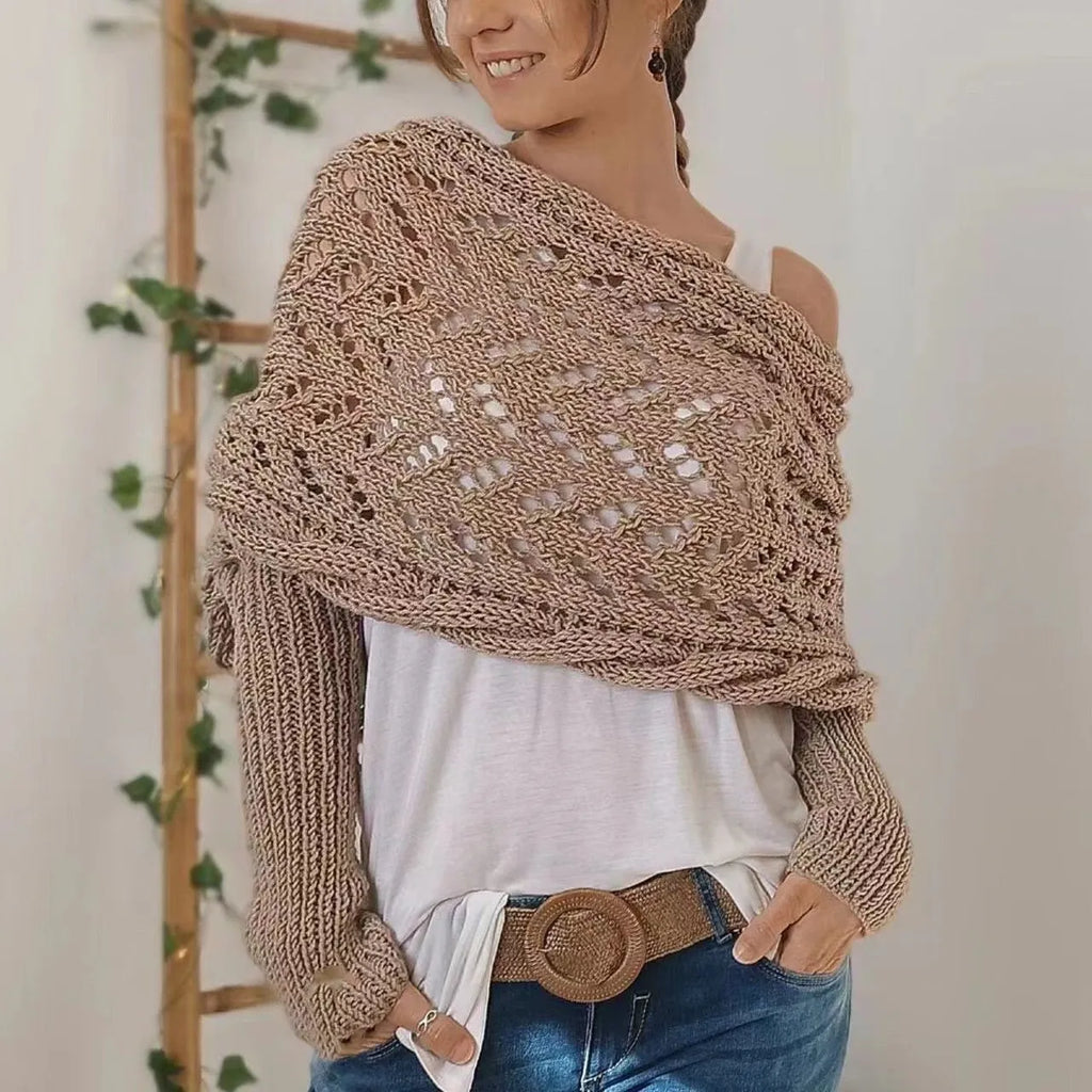 Winifred | Gebreide omslagdoek voor dames – Comfortabele oversized gebreide sjaal voor herfst en winter