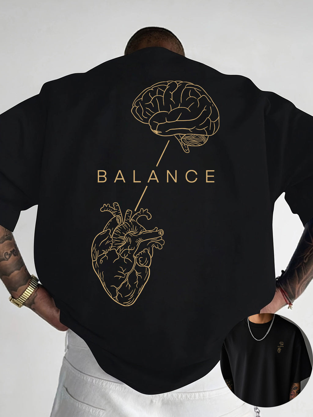 Rhysen | Heren T-shirt met grafische print – ontwerp op voor- en achterkant