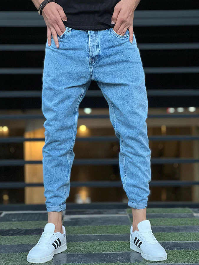 Balvor | Pantalon de jogging en jean bleu décontracté pour homme – Coupe ample, denim stretch, confortable au quotidien