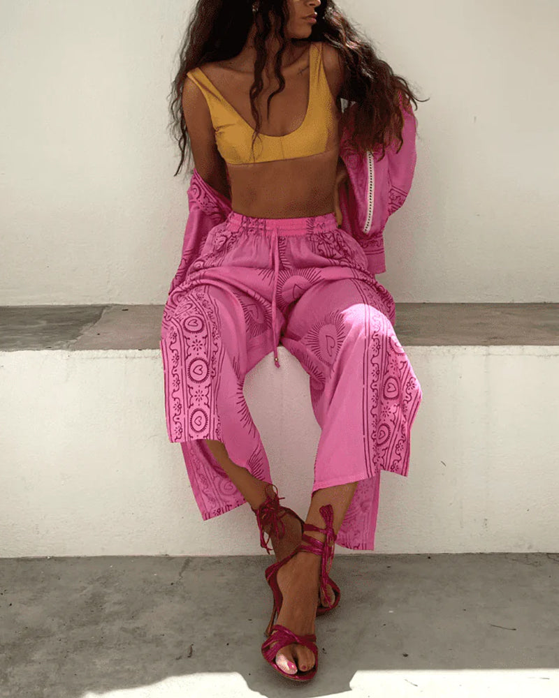 Alayna | Zomers Gedrukt Vest & Broek Tweedelige Set