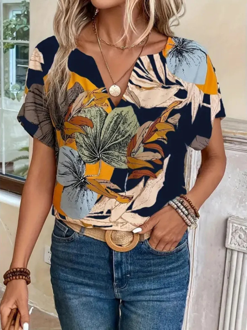 Lucrezia | Chemise à manches courtes pour femme, imprimé floral - Haut élégant