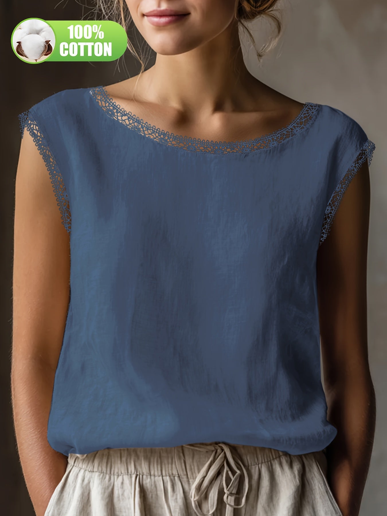 Orlavia | Dames kanten blouse – zomerse retro top, losse en casual pasvorm