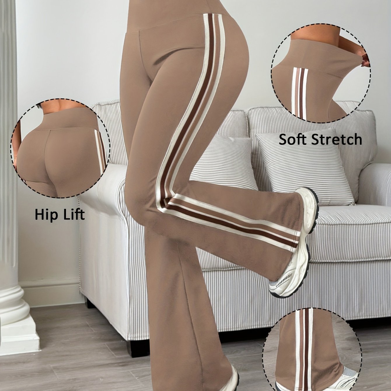 Alinae | Kleurrijke hardloopbroek voor dames – Uitlopende sportlegging, compressiepasvorm, heupverhogend