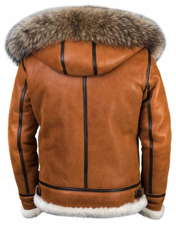 Nash | Heren fleece gevoerde leren winterjas met bont capuchon - warme winterjas, zachte voering, stijlvolle jas voor buiten