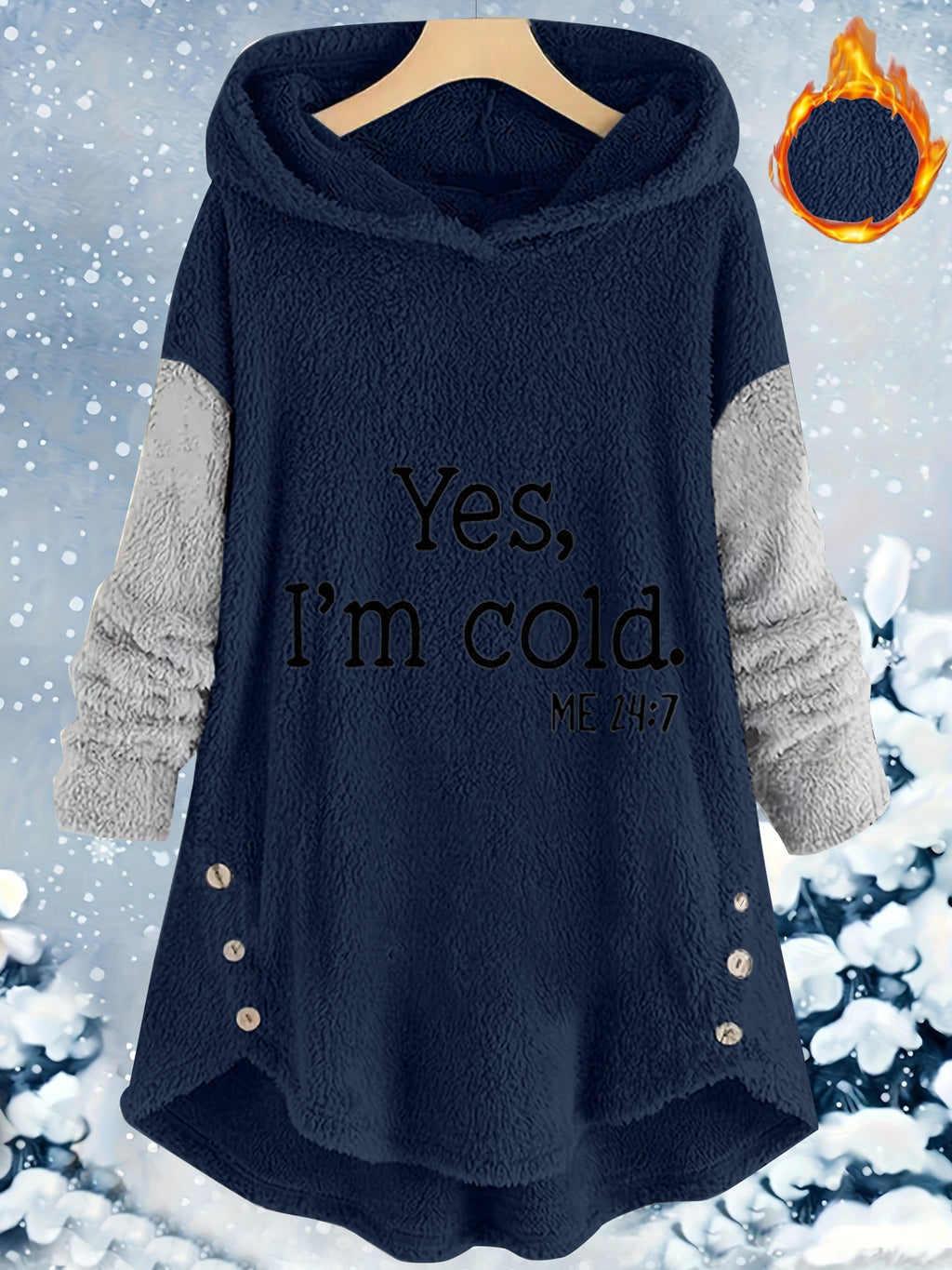 Neryn | Knusse grijze fleece hoodie & joggerset voor dames met briefprint - Casual tweedelige loungeset