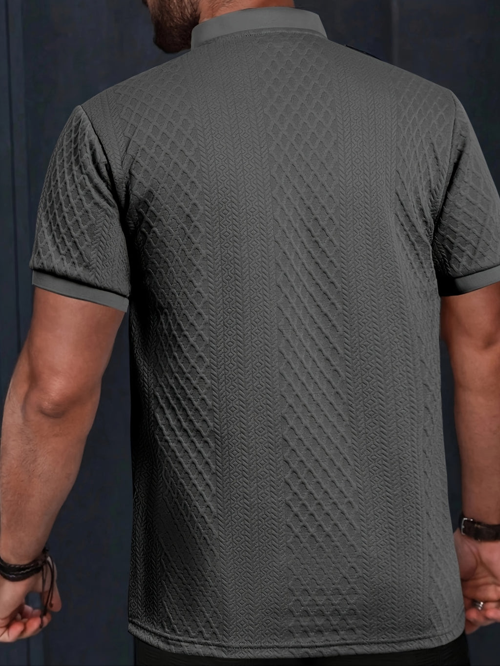 Damjan | Polo Henley décontracté pour homme - Col jacquard