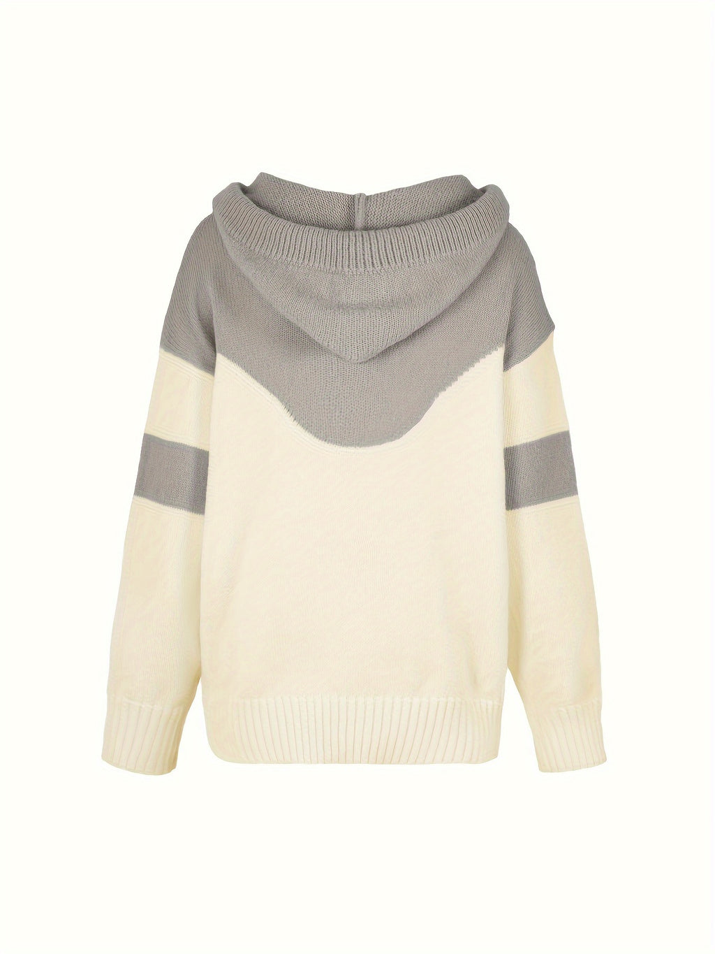 Aisola | Kleur Geblokte Trui met Capuchon voor Vrouwen - Casual Trui met Zak & Koord