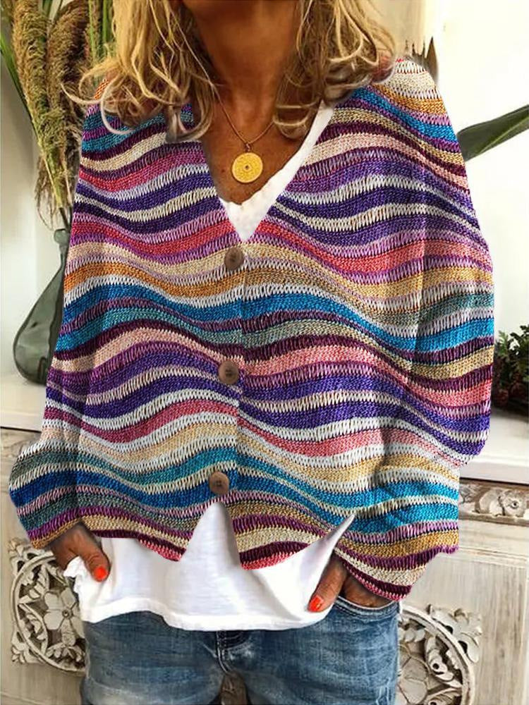 Margot | Veelkleurig zacht bedrukt vest, comfortabel, elegant en warm, huidvriendelijke stof