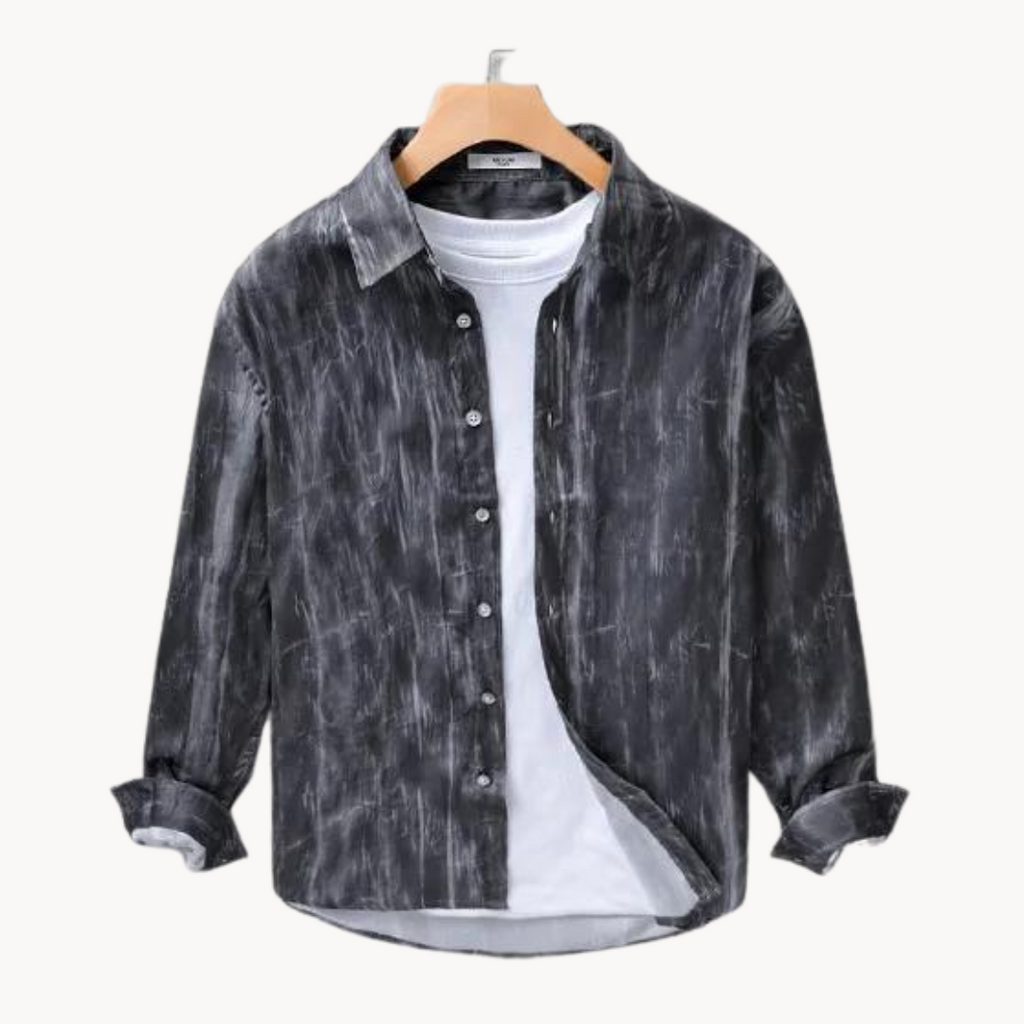 Barron | Knoopshirt met Tie-Dye lange mouwen voor heren - Vrijetijdshirt voor heren
