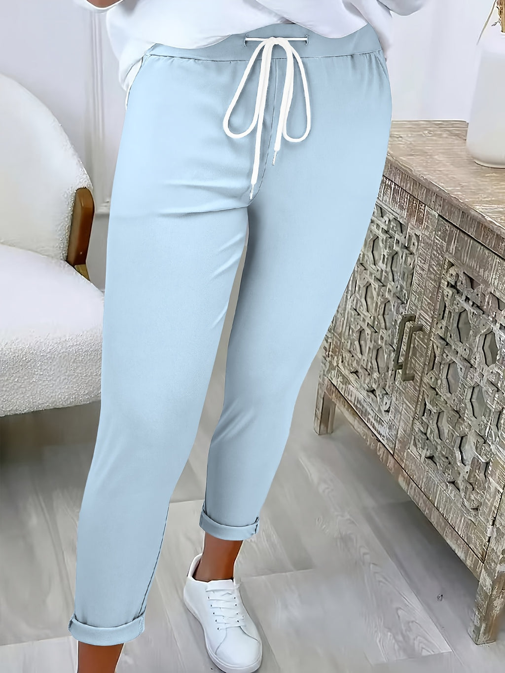 Avelith | Casual broek met trekkoord voor dames – Slim fit, elastische taille, ademend