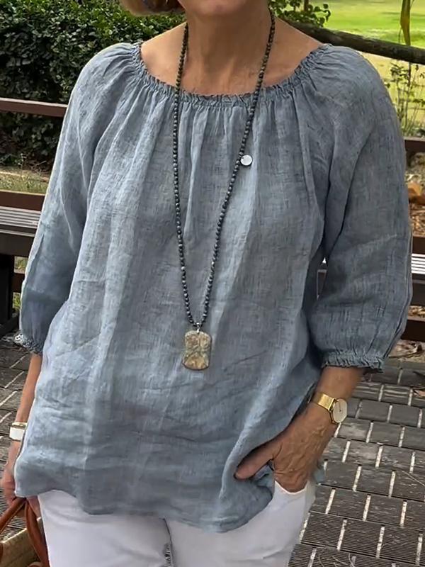 Denise | Casual Ronde Hals Top met Halve Mouwen