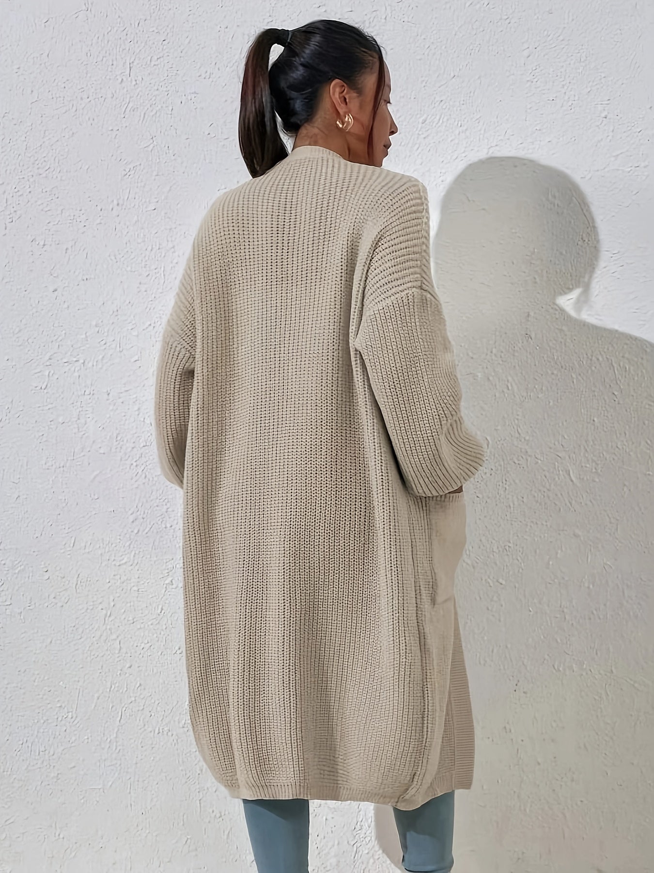 Quinne | Lang damesvest met open voorkant - Casual lange mouwen, druppelschouder