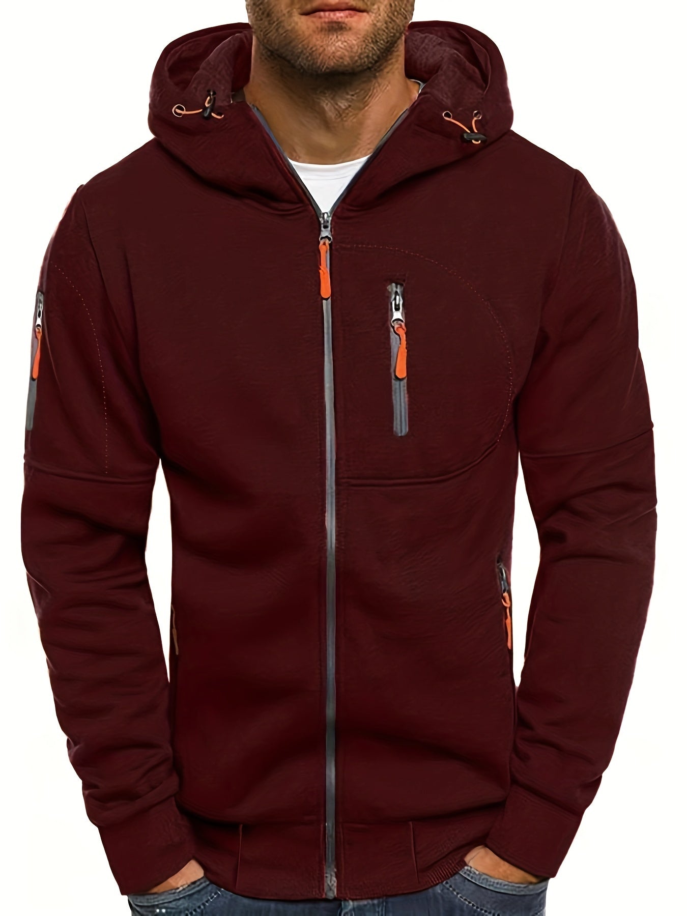 Gian | Men's hooded full-zip sports jacket - Casual full-zip hoodie