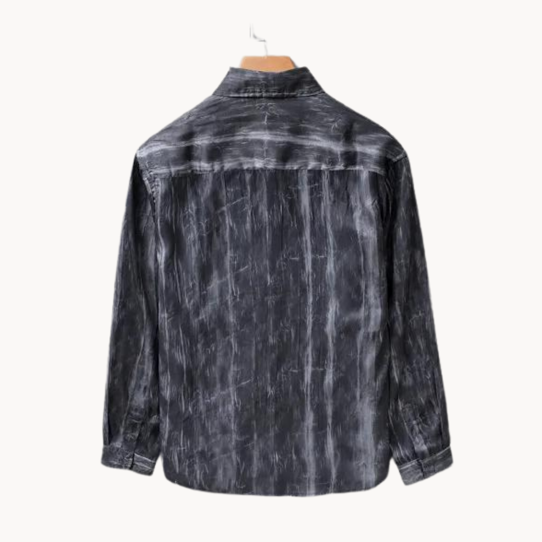 Barron | Knoopshirt met Tie-Dye lange mouwen voor heren - Vrijetijdshirt voor heren